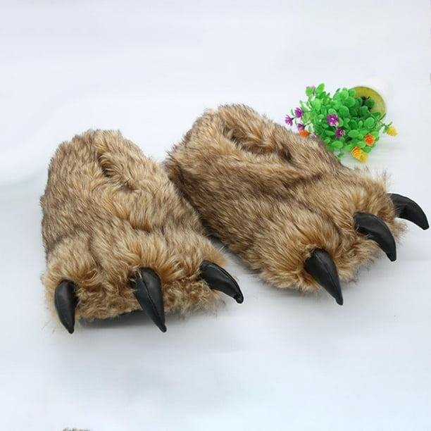 Pantuflas de felpa con patas de animales para mujer, bonitos