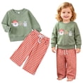 thumbnail image 6 of KPOPLK Toddler Baby Boy Christmas Clothes Infant Graphic Print Outfit Long Sleeve Sweatshirt Tops and Pants Outfit Set,Size 12-18 Months, 6 of 9