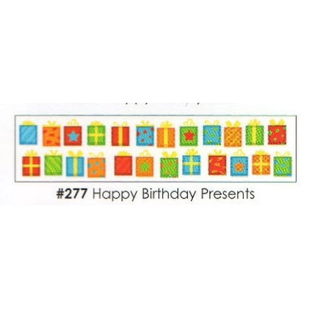 Happy Birthday Photo Border - Happy Birthday Presents 3 Strips Edible Frosting Photo Cake Border Decoration