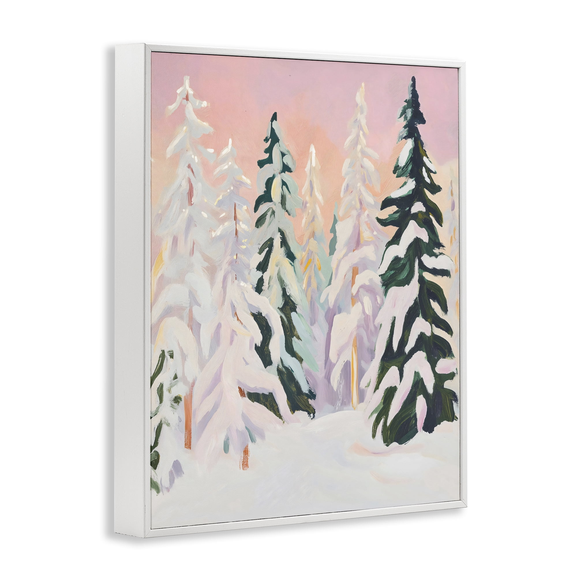 Stupell Industries Peachy Pastel Winter Forest White Framed Giclee Art, design by The Prints Vibe