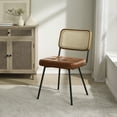 thumbnail image 6 of Art Leon Kitchen Dining Chairs, Rattan Cane Back Faux Leather Upholstered Side Chair,Set of 2, Yellow Brown, 6 of 9