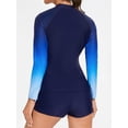 thumbnail image 5 of Charmo Women Two Piece Rashguard Sets Long Sleeve Swim Tops& Boy Shorts, 5 of 5