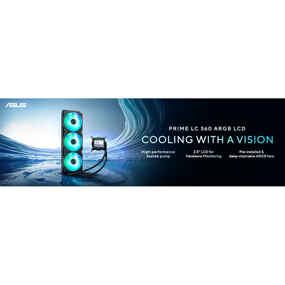 ASUS Prime LC 360 ARGB LCD AIO Liquid CPU Cooler - PRIME LC 360 ARGB LC