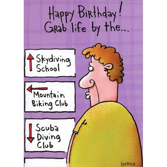 Oatmeal Studios Grab Life By The Handrails Funny / Humorous Birthday Card