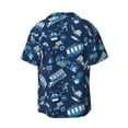 thumbnail image 2 of Fotbe Blue Bus print Short Sleeve Button Down Shirts for Men Casual Summer Beach Wrinkle Free Shirt-Large, 2 of 7