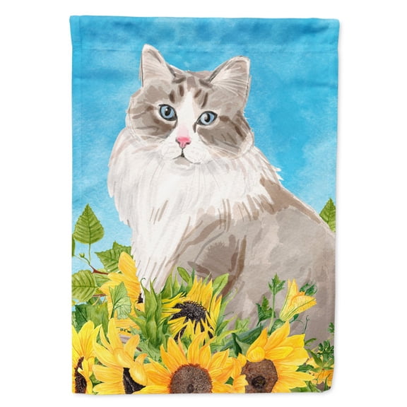 Carolines Treasures CK3160CHF Siberian in Sunflowers Flag Canvas House Size  Large multicolor