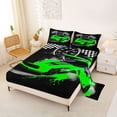 thumbnail image 2 of Castle Fairy Retro Racing Car Full Size Sheets 4-Piece for Kids, Race Flag Design Bed Sheets for Bedroom, Green Black, 2 of 6