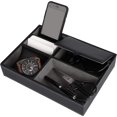 thumbnail image 1 of Bandeja de valet de cuero, Organizador de mesita de noche para hombres, Soporte de caja de almacenamiento de escritorio o tocador para joyas, llaves, teléfono, billetera, reloj 25 x 19 x 5 cm, 1 of 5