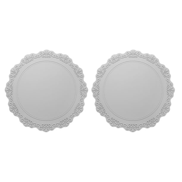 Juego de 2 manteles individuales redondos de silicona Uxcell, manteles de 14" para mesa de comedor, resistentes al calor, impermeables y a prueba de aceite, color gris