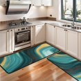 thumbnail image 3 of Kitchen Rugs Sets Of 2,Teal Gold Marble Wave Pattern Anti Fatigue Kitchen Mat Rugs Non Slip Washable,Decorative Kitchen Floor Mats for Kitchen,Sink,Laundry,17"x47"+17"x47", 3 of 5