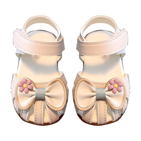 LNMQLPDBS Toddler Girl Sandals Round Toe Soft Soles Non Slip Princess Shoes Floral Bowknot Decoration Adjustable Band Close Toe Toddler Shoes Size 6 Cute Dress Shoes for Daily Outdoor
