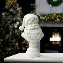 FYHALE Christmas Decor - Santa Bust Statue Tabletop Ornament, White Resin Santa Claus Holiday Figurine, Classic Santa Claus Bust Christmas Table Decor