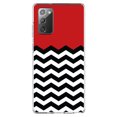thumbnail image 1 of DistinctInk Clear Shockproof Hybrid Case for Samsung Galaxy Note 20 (6.7" Screen) - TPU Bumper, Acrylic Back, Tempered Glass Screen Protector - Black White Red Chevron - Black & White Stripes Pattern, 1 of 3