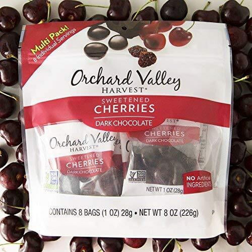 Orchard Valley Harvest Dark Chocolate Cherries, 1 oz (Pack of 8), Non-GMO, No Artificial Ingredients