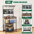 thumbnail image 3 of Miekor Fishing Rod Storage Rack with Pegboard, Rolling Tackle Organizer Cart, Multi-Tier Fishing Gear Stand for Rods, Reels, Tackle Boxes & Bags, Heavy Duty Metal Holders with Lockable Wheels No0398, 3 of 9