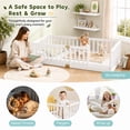 thumbnail image 6 of SESSLIFE Twin Montessori Floor Bed Frame with High Rails, Wood Twin Floor Bed with Slats, Low Profile Kids Bed Frame for Boys Girls, No Box Spring Needed, White, 6 of 8