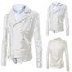 thumbnail image 5 of Abrigo de cuero para hombre, otoño e invierno, corte entallado, moderno, juvenil, atractivo, informal, con cuello alto, chaqueta de cuero PU para motocicleta, 5 of 5