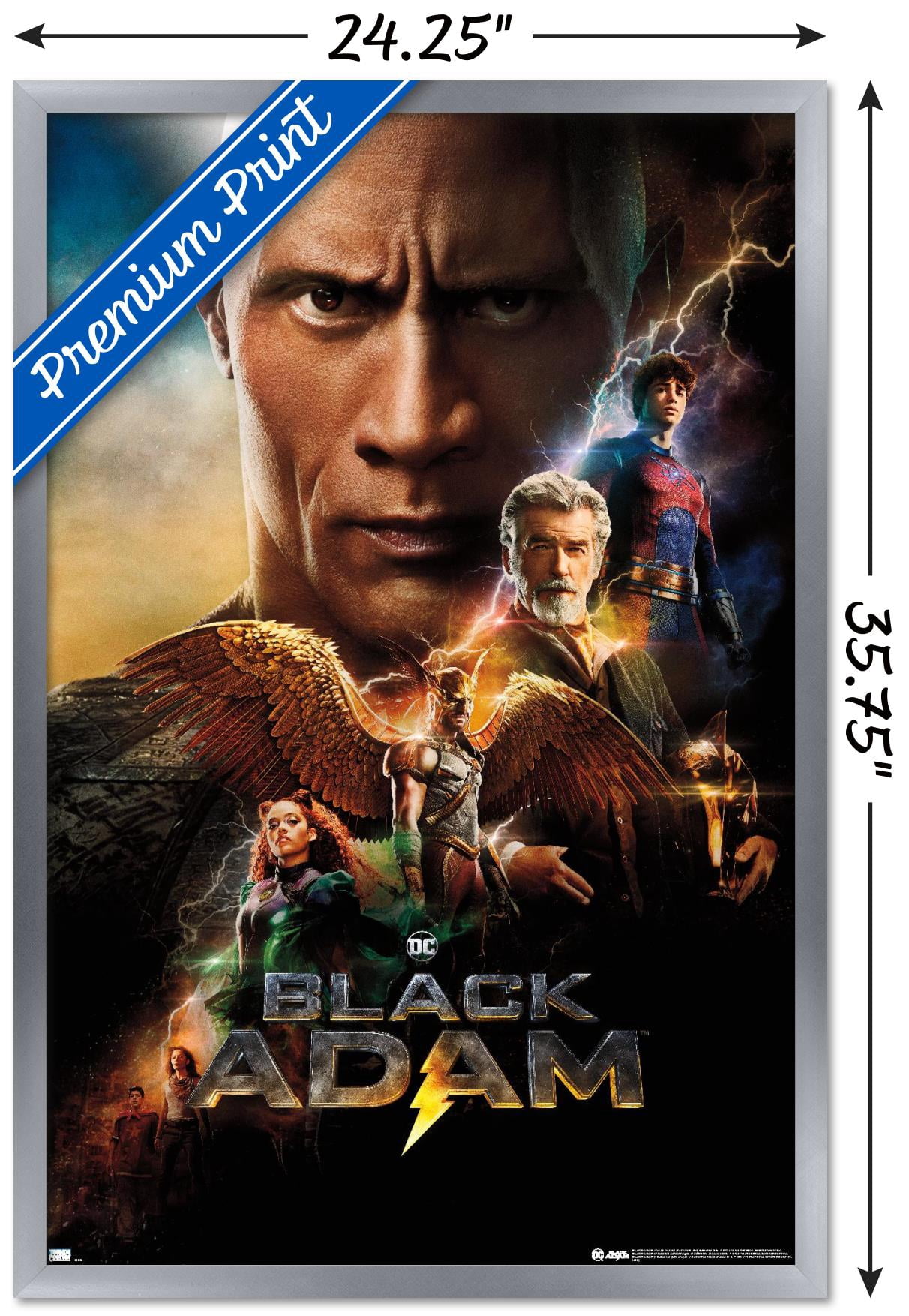 DC Comics Movie Black Adam - Group One Sheet Wall Poster, 22.375" x 34" Framed