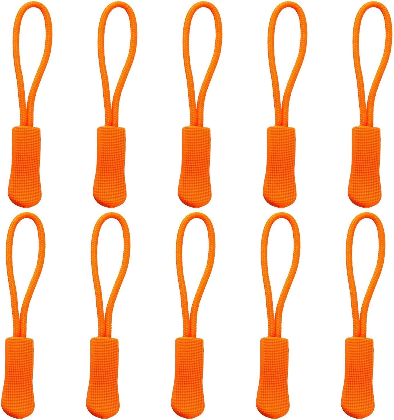 Hamzusd 240pcs Orange Extension Zipper, Durable Zip Pulls Strong Nylon Cord Rubber Textured No Slip Pull Rope, Fit All Zips Pull Extension Nylon Zipper