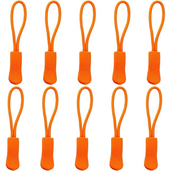 Hamzusd 240pcs Orange Extension Zipper, Durable Zip Pulls Strong Nylon Cord Rubber Textured No Slip Pull Rope, Fit All Zips Pull Extension Nylon Zipper