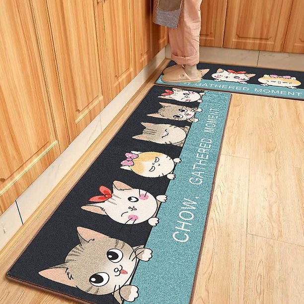 Juego de 2 Alfombras de Cocina Antideslizantes, Alfombra Frontal Absorbente, Felpudo Decorativo, Alfombra Suave para el Piso para Sala de Estar, Dormitorio, Pasillo, hogar, Lavable a máquina, 40x60 cm