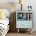 thumbnail image 4 of Night Stand, Blue Kids Nightstand with Drawer, Nursery Side Table with Open Storage, 2-Tier Modern End Table, Bedside Table for Small Space, Living Room, Bedroom, 4 of 8