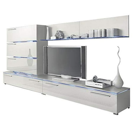 Liren Contemporary Entertainment Center Wall Unit Tv Stand With Led Lights White Liren Contemporary Entertainment Center Wall Unit Tv Stand With Led Lights White