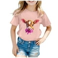 thumbnail image 3 of Toddler Girls Bunny T-Shirt Bunny Cute Short Sleeve Shirt Funny Easter Kids Tee Tops 8-9, 3 of 4