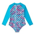thumbnail image 2 of Girls Rash Guard One Piece Mermaid Long Sleeve Swimsuit Swimwear Bathing Suits with Zipper, 2 of 6