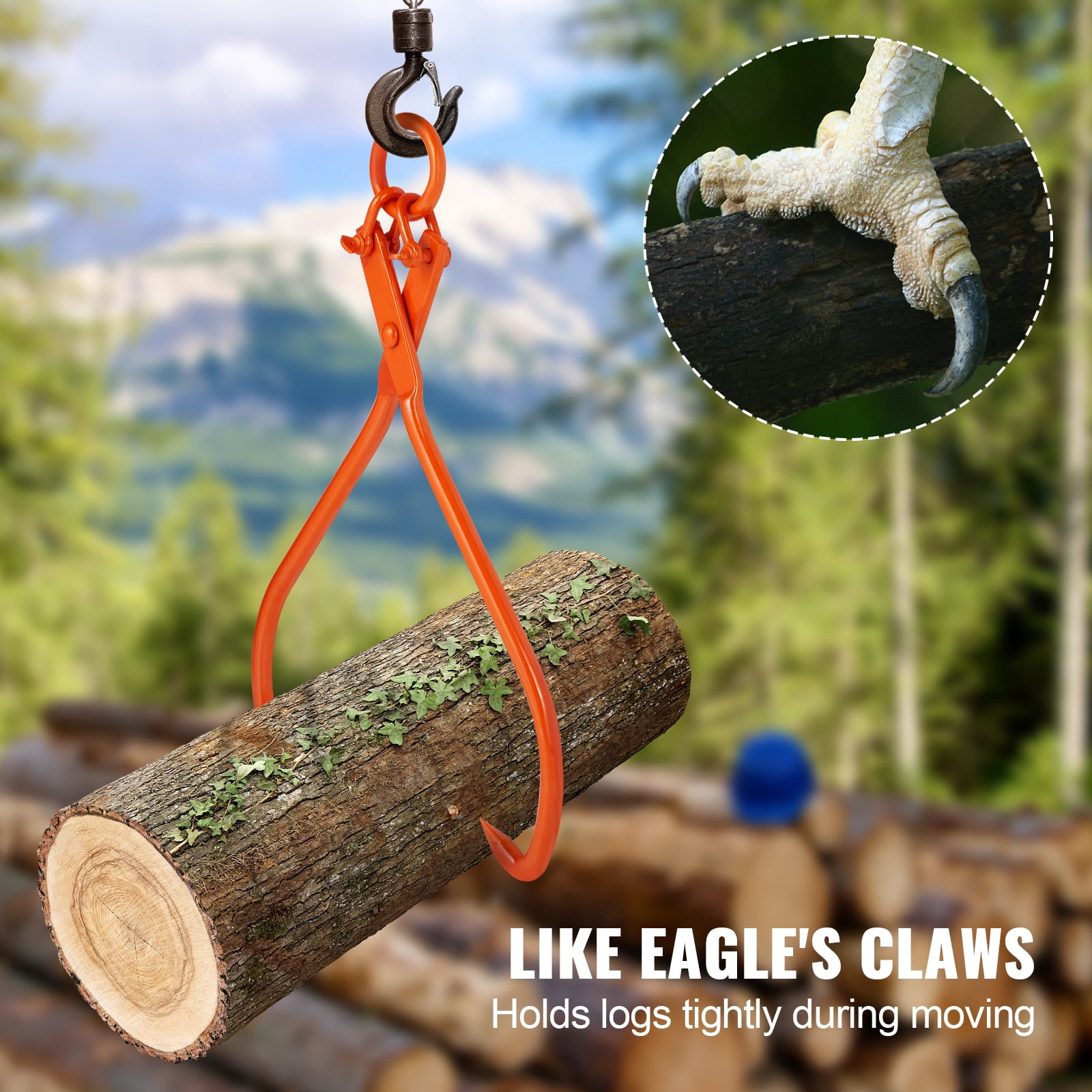 BENTISM Log Lifting Tongs Timber Claw Hook Logging Grabber 1543 lbs/700 kg Loading Capacity Log Lifting 32 inch 2