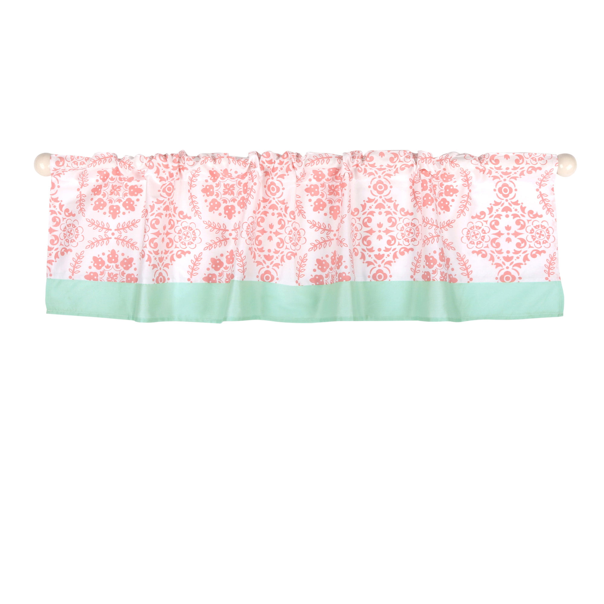 100% Cotton Sateen Coral Pink Tribal Print Window Valance by The Peanut Shell 