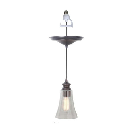 Flute Light Kit (Worth Home Products Instant Pendant Recessed Light Conversion Kit Clear Fluted Glass Shade with Vintage)