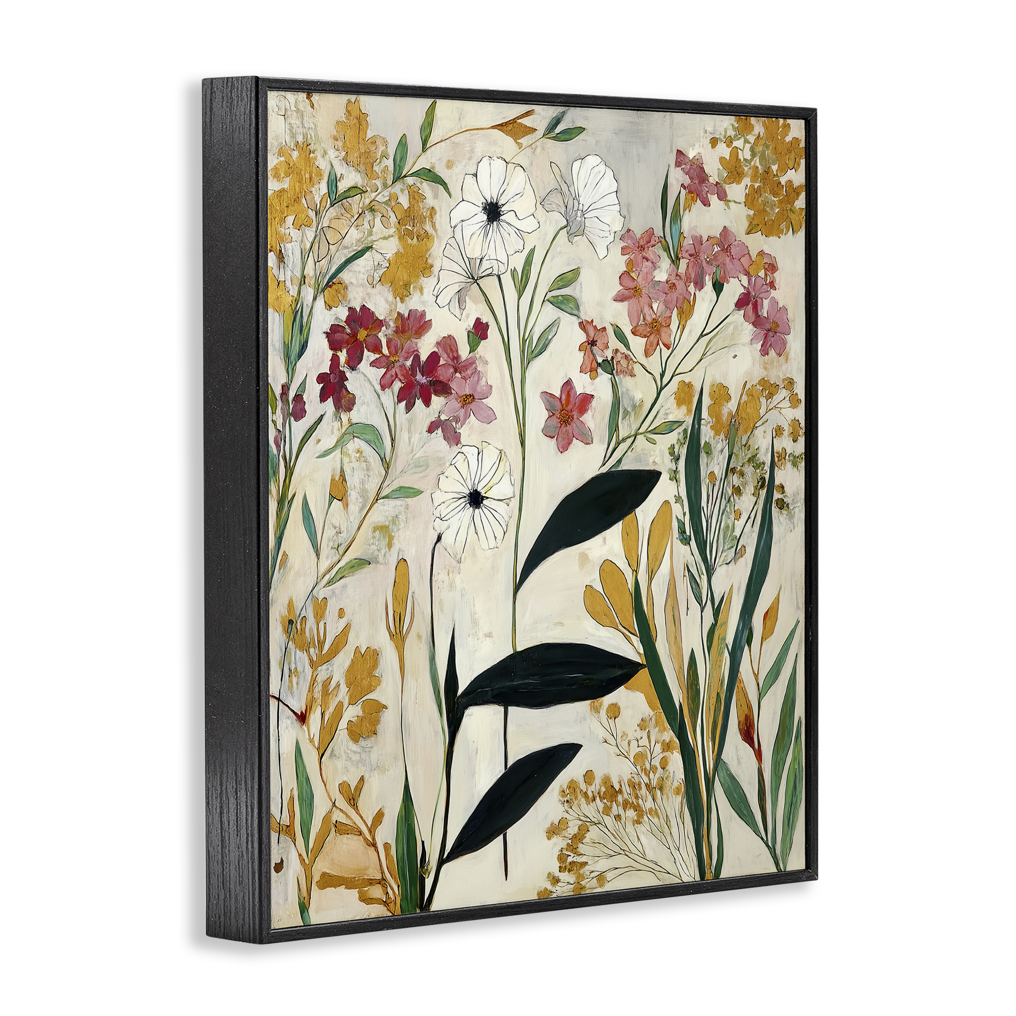 Vintage Playful Botanicals Black Framed Giclee Art, design by Annabelle Hall