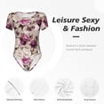 thumbnail image 6 of Naloa Rose Flowers Women's Short-Sleeved Onesie, One-Piece Swimsuit for Parties, dates, clubs - Small, 6 of 9