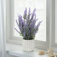 thumbnail image 3 of Lavender Flowers Artificial Fake Lavender Plant in Cement Pot for Rustic Home Table Centerpieces Wedding Decor Purple, 3 of 7