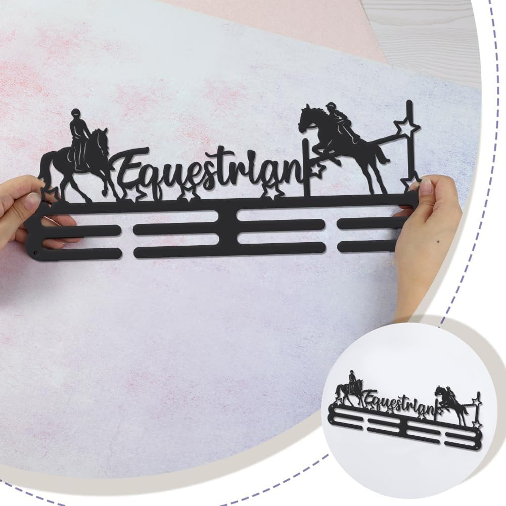 Equestrianism Medal Hanger Display Men Horse Stars Sports Medal Display Rack Awards Ribbon Holder Display Wall Hanging Athlete Gift Load Capacity 10KG Making DIY