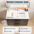 thumbnail image 3 of Modern Floating Bathroom Vanity Set, Wall Mounted Cabinet with Large Soft-Close Drawer and Gold Handle, Space-Saving Design, 3 of 7
