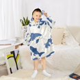 thumbnail image 6 of Wearable Blanket with Sleeves and Pocket Oversized Hooded Sweatshirt 3-14 YR Blue and White Fish M, 6 of 7