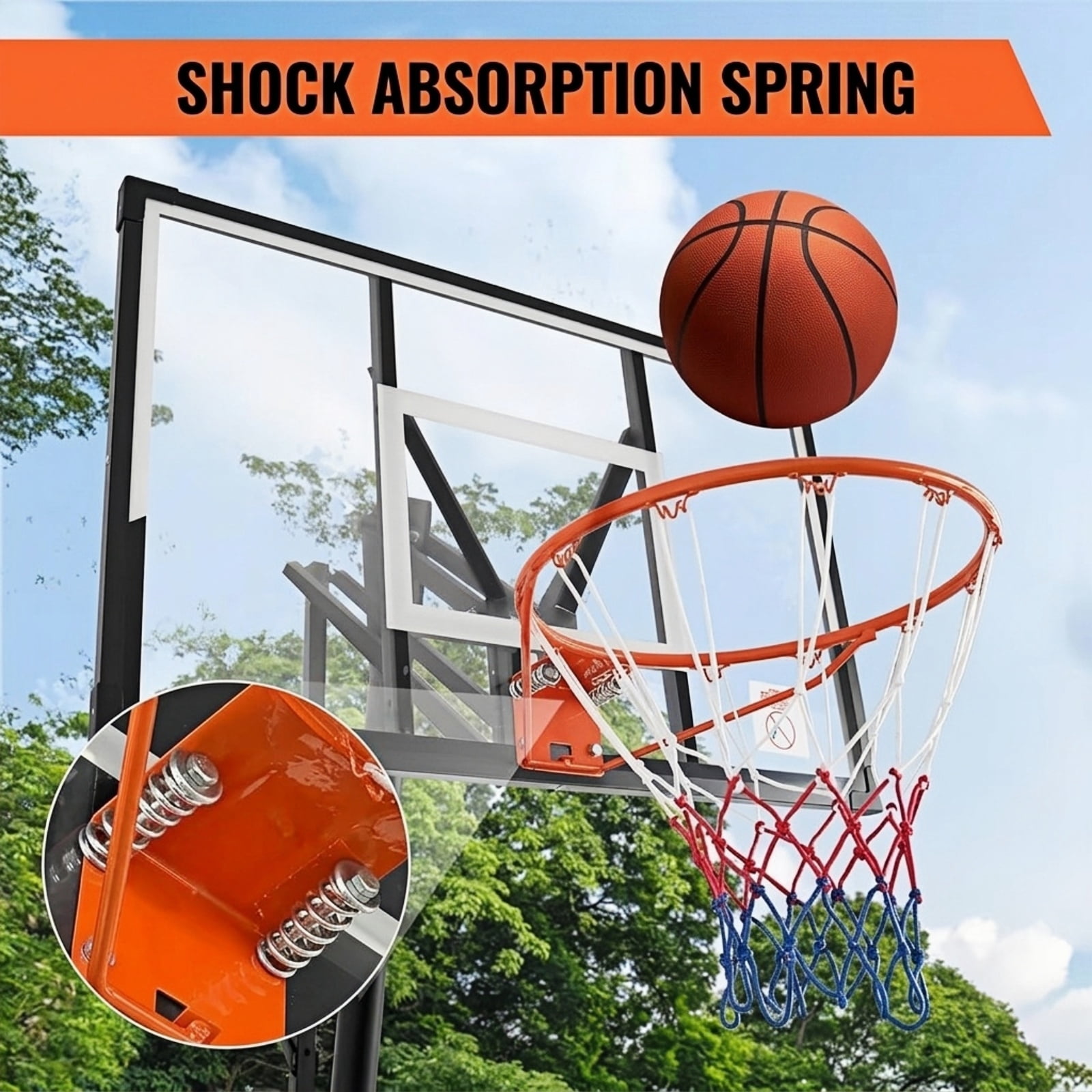 Bexfil Portable Basketball Hoop, 4.0-8.5FT Adjustable Basketball Goal System, 33 Inch Outdoor Basketball Hoop and Goals for Kids, Youth, and Adults in The Backyard, Driveway with PC Backboard