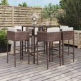 thumbnail image 1 of vidaXL 7 Piece Garden Bar Set with Cushions Brown Poly Rattan, 1 of 4