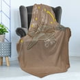 thumbnail image 4 of Whale Soft Flannel Fleece Throw Blanket, Steampunk Mammal Flying in the Air Moons and Stars Hand Drawing, Cozy Plush for Indoor and Outdoor Use, 50" x 70", Brown and White, by Ambesonne, 4 of 5