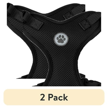 (2 pack) Vibrant Life Mesh Adjustable, Reflective Dog Walking Harness, Black, Large