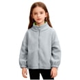 thumbnail image 3 of Loopsun Kids Fleece Jackets, Kids Boys Girls Casual Solid Long Sleeve Fleece Open Front Outerwear Zip Jacket Gray, 5-6 Years, 3 of 5
