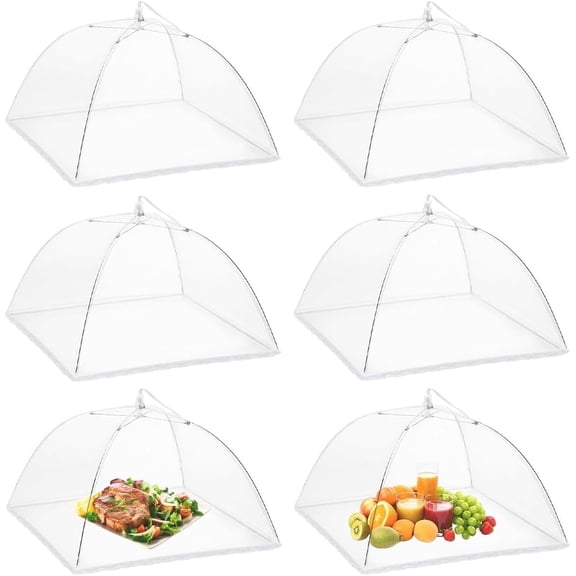 Food Mesh Cover,14"x14" Pop-Up Mesh Food Covers Tent Umbrella for Outdoors, Screen Tents for Parties Picnics, BBQs, Collapsible (6 Pcs)