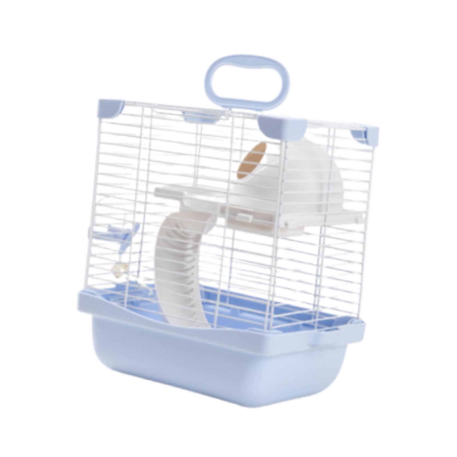 EHJRE 2 Tiers Hamster Cage Enclosure Portable for Mouse Rat with Water Bottle, Food Bowl High Chassis Design Versatile 7.4x9x11inch Blue
