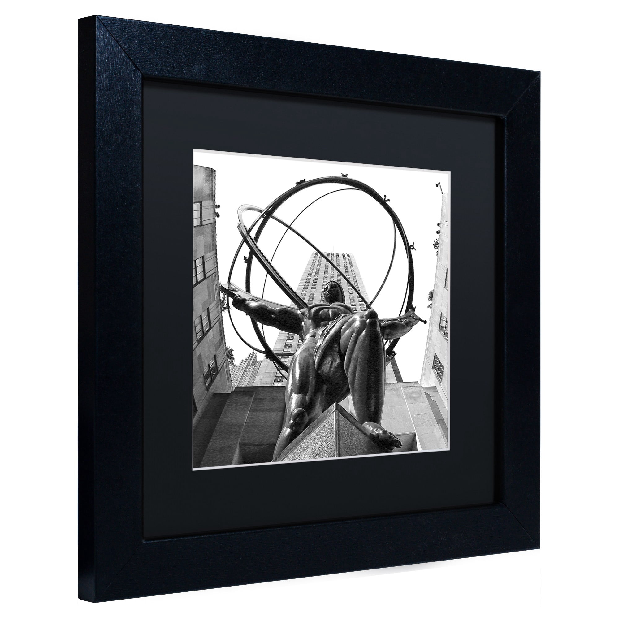 Trademark Fine Art "Atlas Rockefeller Center" Canvas Art by CATeyes, Black Matte, Black Frame