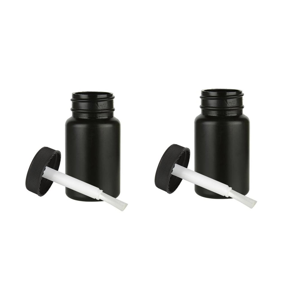 2 Empty Plastic Bottles Brush Applicator Cap Arts Craft Paint Jar