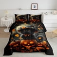 thumbnail image 2 of Manfei Spooky Pumpkin Bedding Sets Full with Comforter,Halloween Duvet Insert,Cute Pet Cat Comforter Sets Full Size,Breathable Room Decoration Reversible,3pcs, 2 of 8