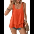 thumbnail image 1 of Camiseta Sin Mangas Holgada con para Mujer, Cuello Redondo, Sin Mangas, Blusas Informales para Vacaciones, Naranja y Rojo L, 1 of 9