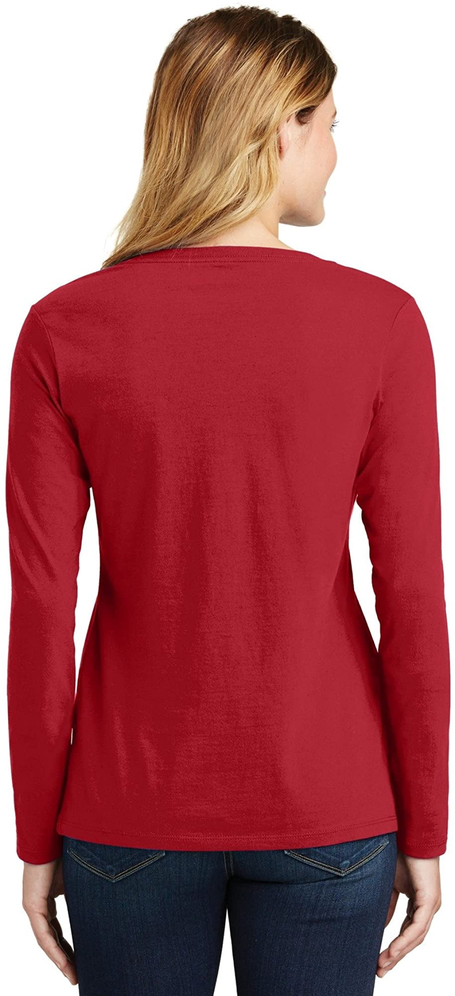 Port & Company ®  Ladies Long Sleeve Fan Favorite V-Neck Tee. Lpc450vls 3Xl Team Cardinal
